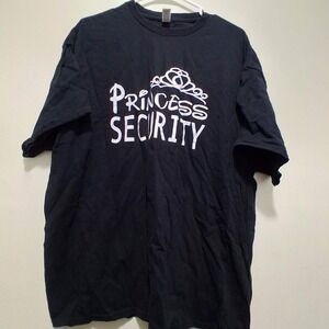 Princess Security Graphic T Shirt Black Size 2XL Gildan Heavy Cotton